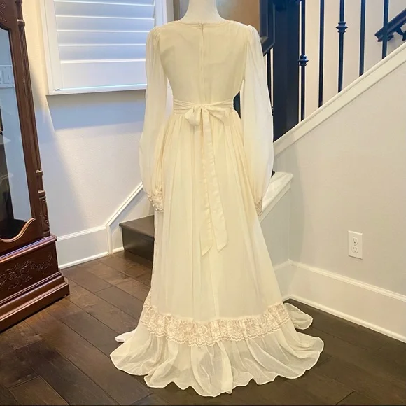 🌺SOLD🌺 Gunne Sax 70s 80s Prairie Corset Wedding Boho Maxi Gown Dress 11 - Picture 6 of 13